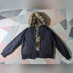 TNA Black Hooded Winter Coat XL